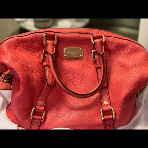 Michael Kors coral Bedford satchel handbag